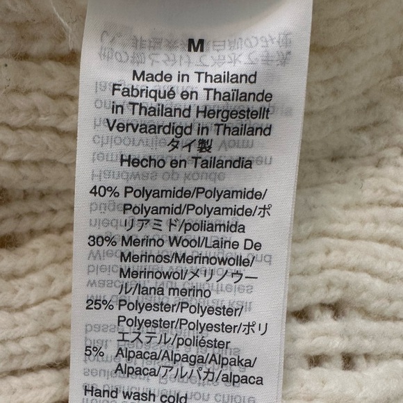 Madewell Pointelle Stitch Mockneck Merino Wool Cream Sweater Women’s Size Medium - Picture 9 of 11